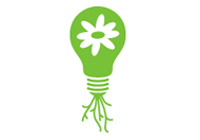 An illustration of a light bulb with roots extending from the bottom of the bulb and a flower pattern over the round part of the bulb.