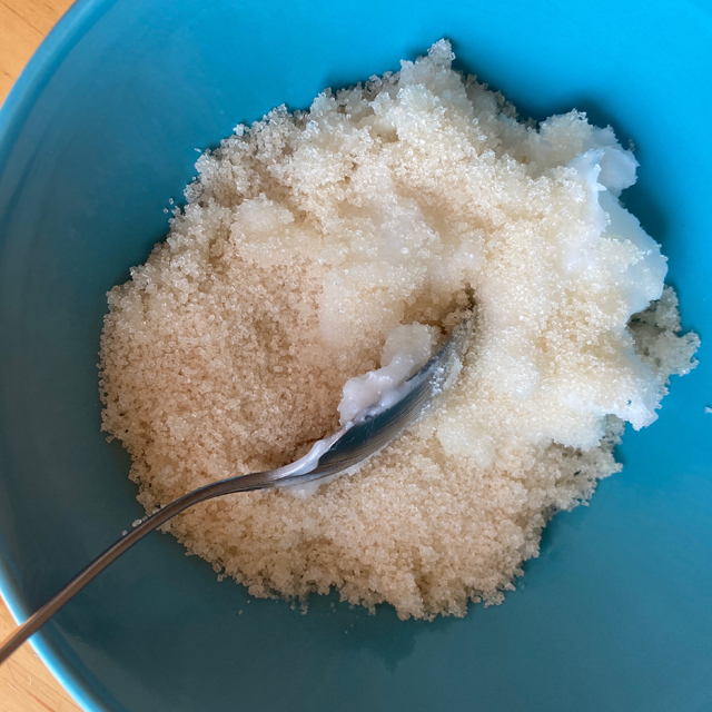 Sugar and coconut oil in a bowl